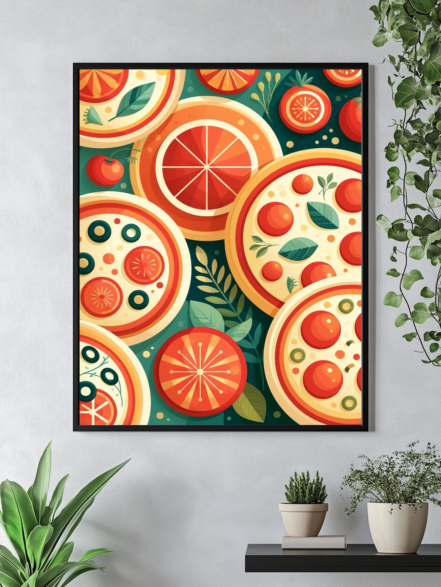 Citrus Slices Pattern Illustration Poster. — room view 4