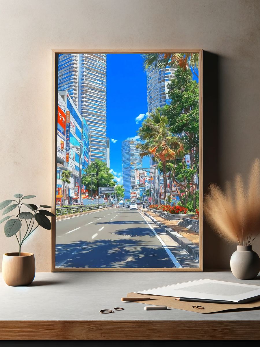 Urban Cityscape — Illustration Print. — room view 2