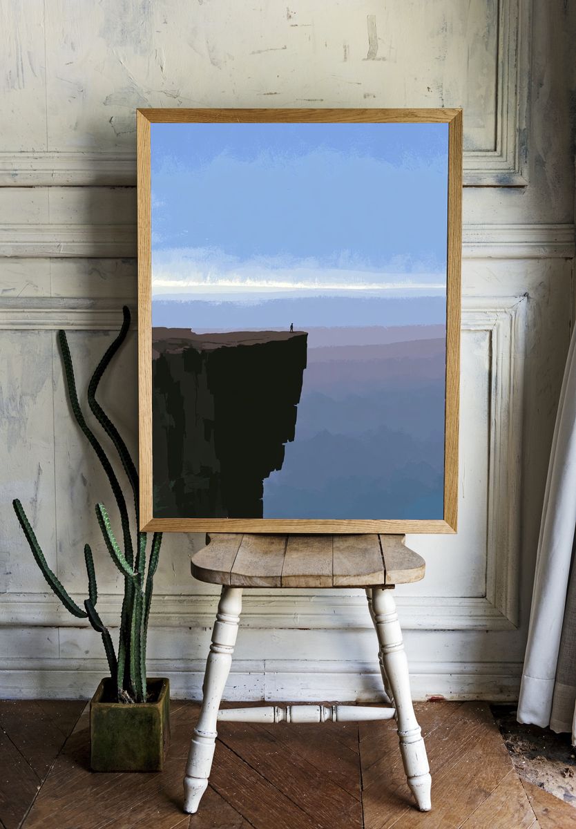 Cliff Edge Horizon Illustration Poster. room preview