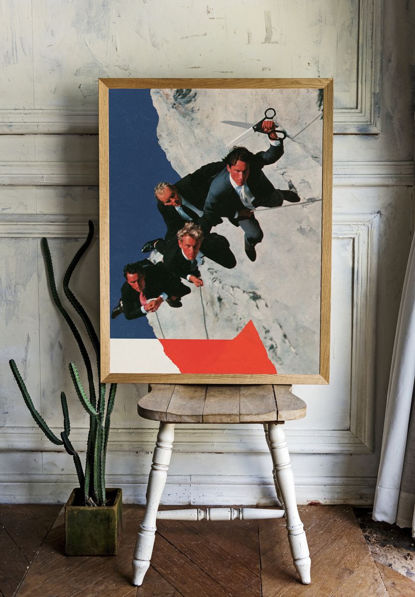 Cliffside Climbers Vintage Poster. room preview