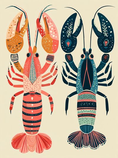 Colorful Lobster Illustration Poster