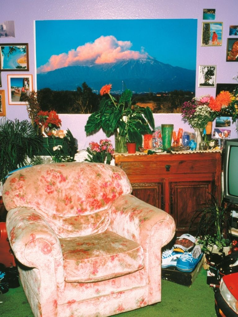 Cozy Living Room with Mountain View Poster. poster — photography art