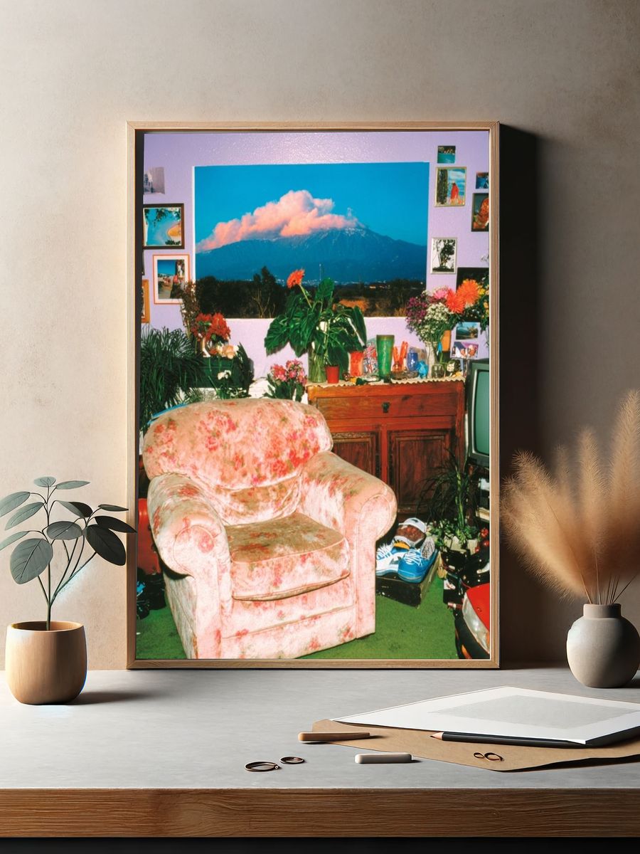 Cozy Living Room with Mountain View Poster. — room view 2