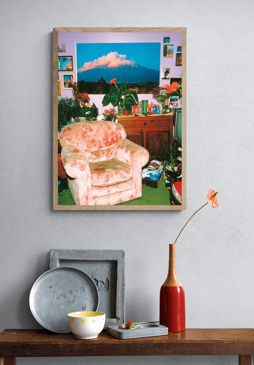 Cozy Living Room with Mountain View Poster. — room view 3