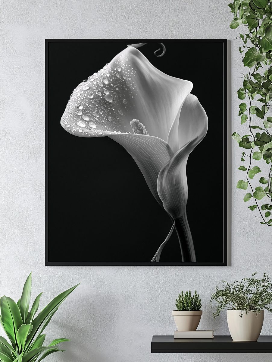 Calla Lily Black-White Poster. — room view 4
