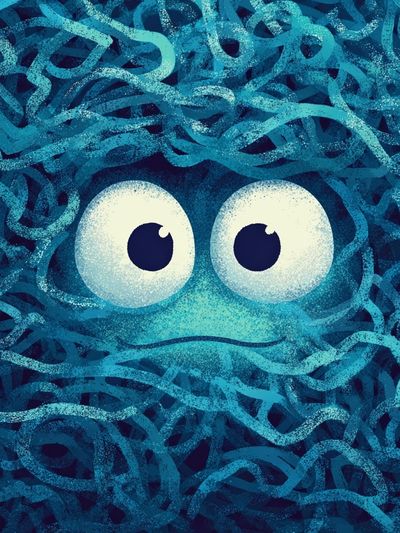 Cute Blue Monster — Cartoon Print. poster