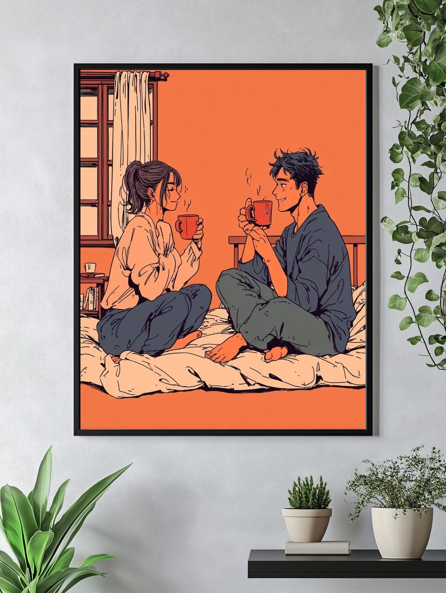 Cozy Morning Coffee — Illustration Print. — room view 4