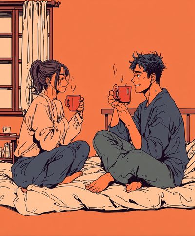 Cozy Morning Coffee — Illustration Print. poster