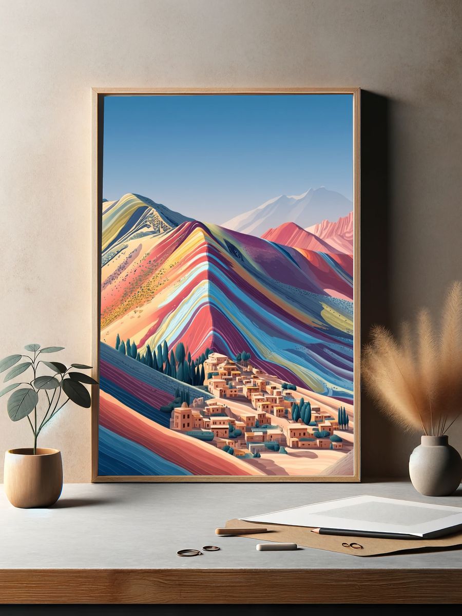 Colorful Mountain Landscape Poster. — room view 2