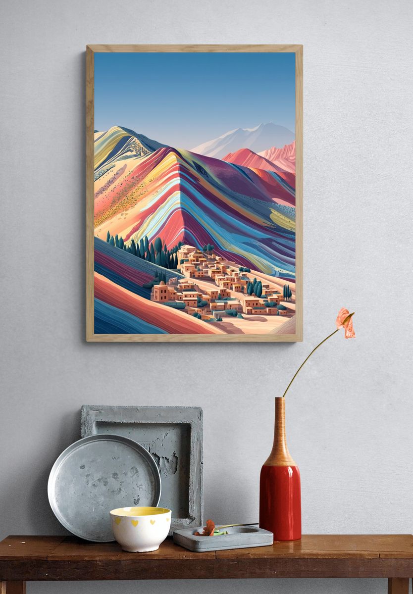 Colorful Mountain Landscape Poster. — room view 3