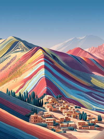 Colorful Mountain Landscape Poster. poster