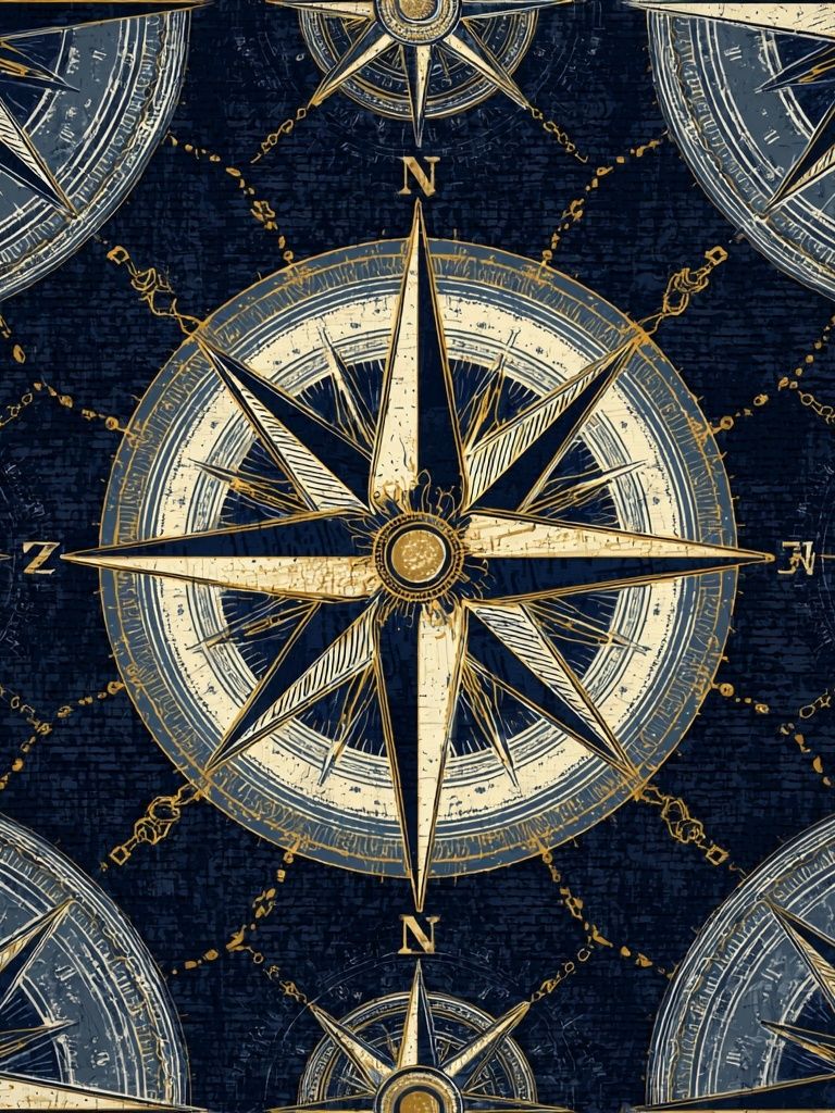 Nautical Compass Pattern Poster. poster detail