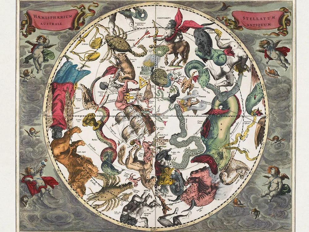 Antique Celestial Map Poster. poster — maps-travel art