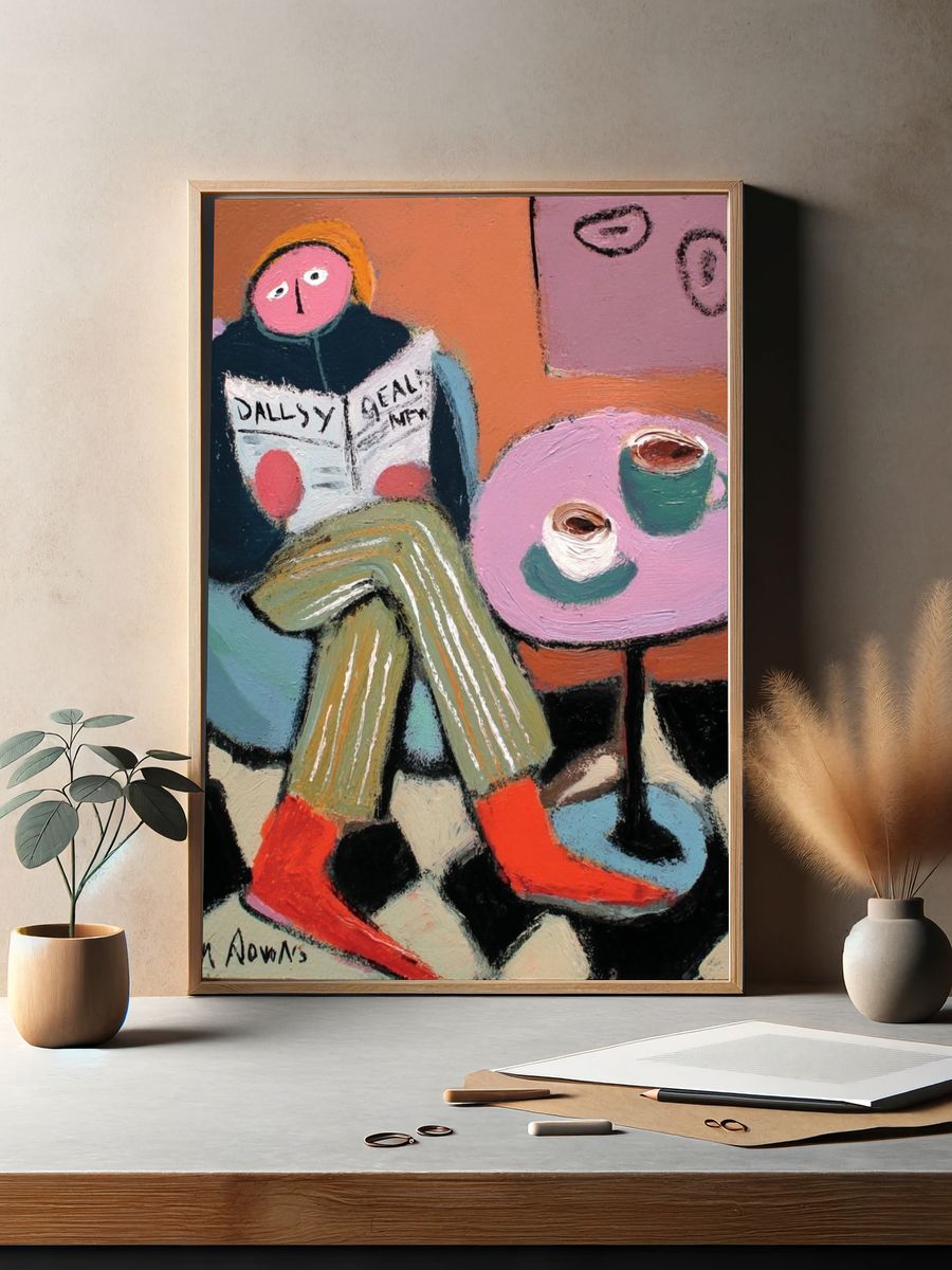 Cozy Morning Reading — Illustration Print. — room view 2
