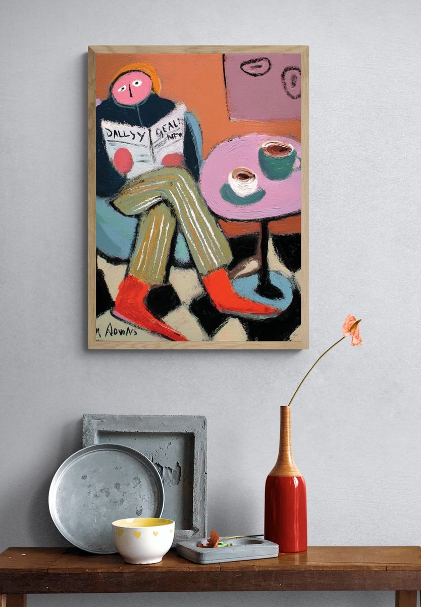 Cozy Morning Reading — Illustration Print. — room view 3