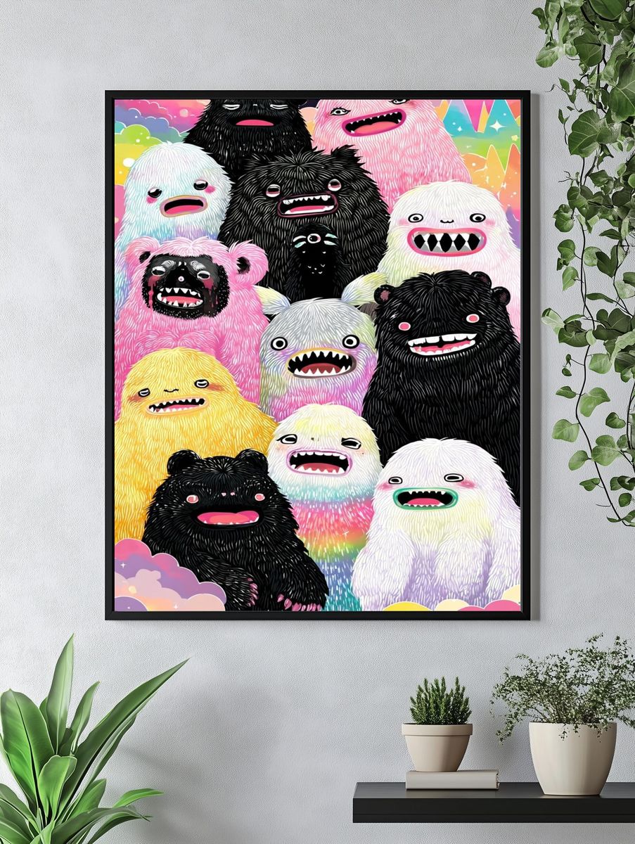 Colorful Monsters — Cartoon Print. — room view 4