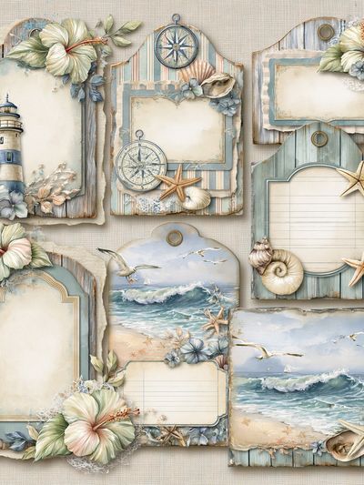 Coastal Nautical Collage Print.