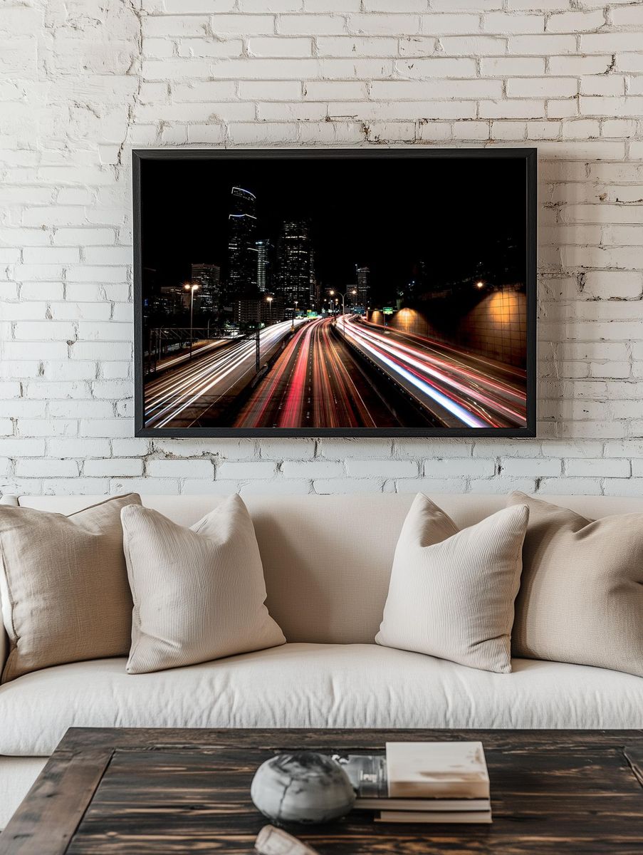 City Lights at Night — Photography Print. — room view 1