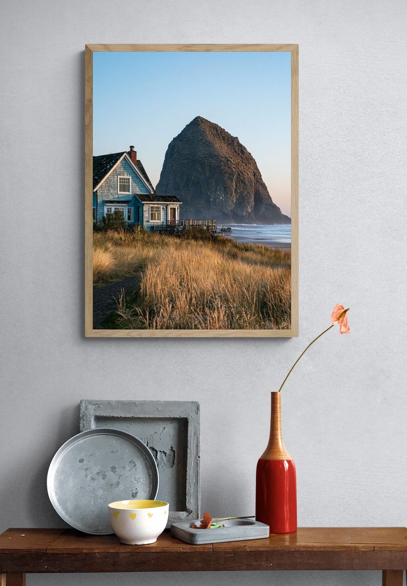 Coastal Cottage at Haystack Rock Poster. — room view 3