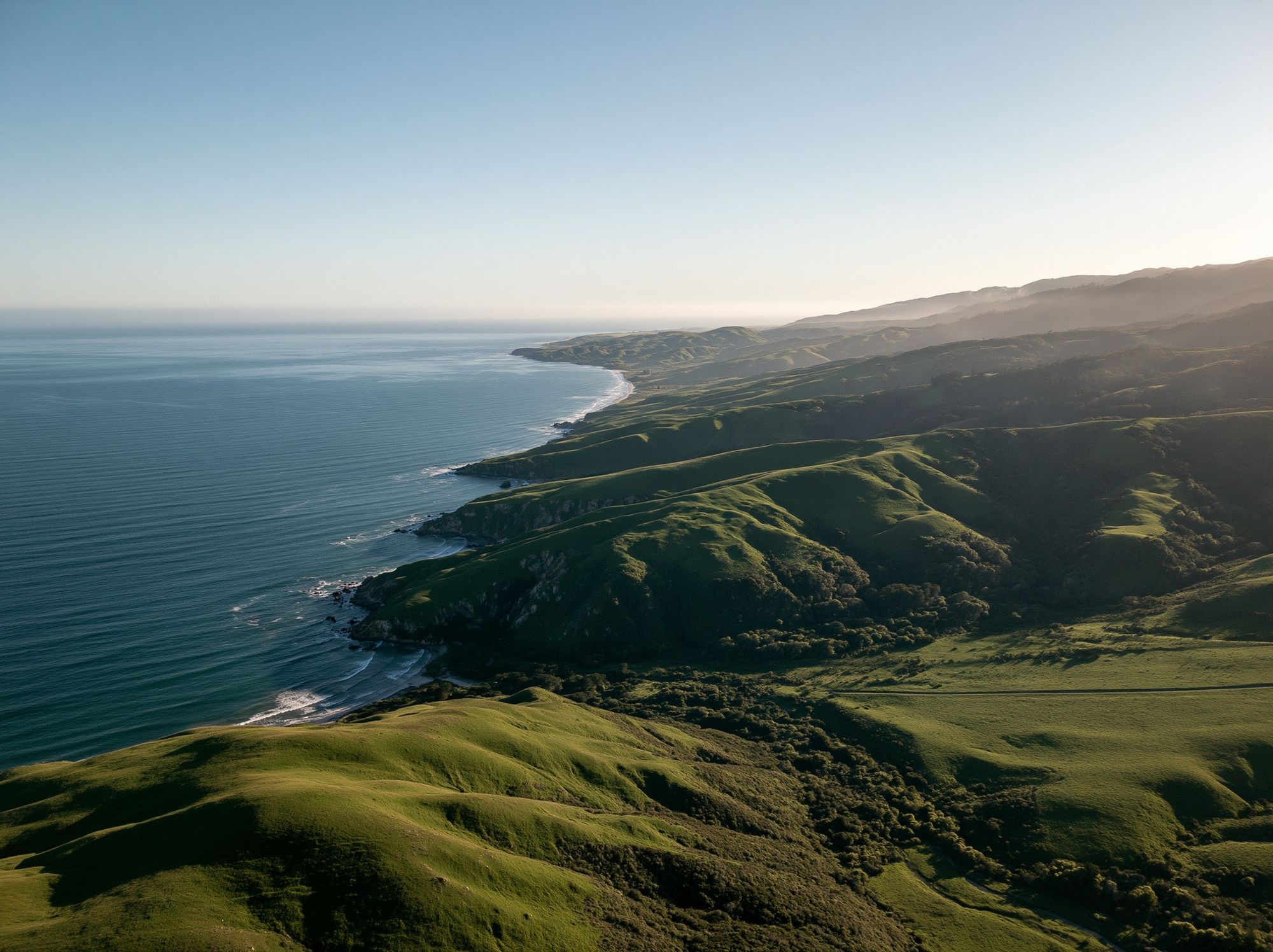 Coastal Green Hills Landscape Print. poster — photography art