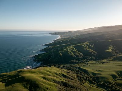 Coastal Green Hills Landscape Print.