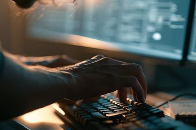 Coder at Keyboard Photography Poster.