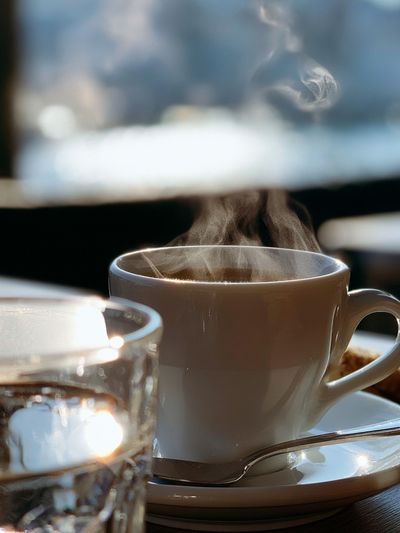 Steaming Coffee Cup Photography Poster. poster