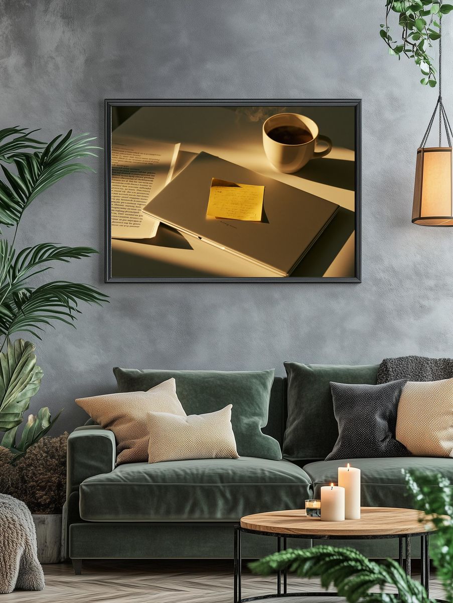 Coffee Desk Still Life Photography Poster. — room view 4