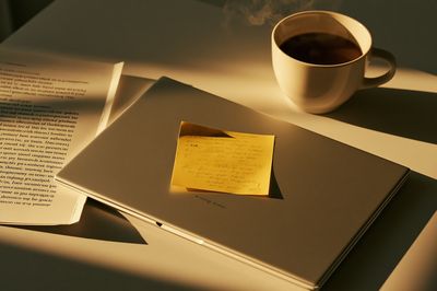 Coffee Desk Still Life Photography Poster. poster
