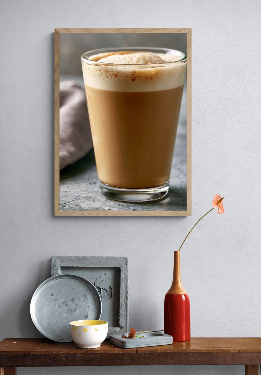 Creamy Coffee Latte Photography Poster. — room view 3