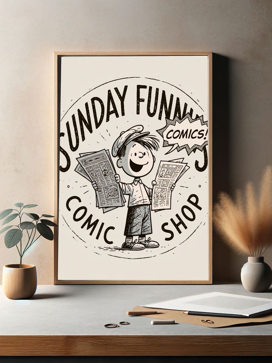 Sunday Funday Comic Shop Poster. — room view 2