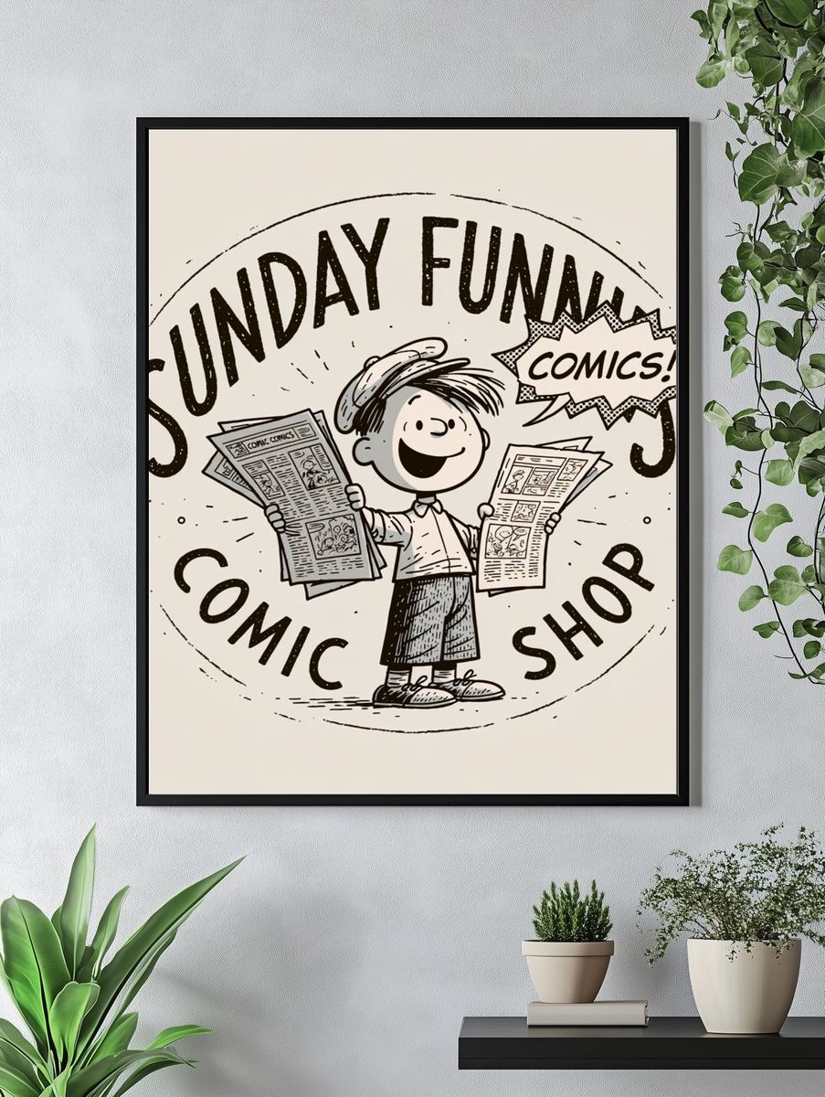 Sunday Funday Comic Shop Poster. — room view 4