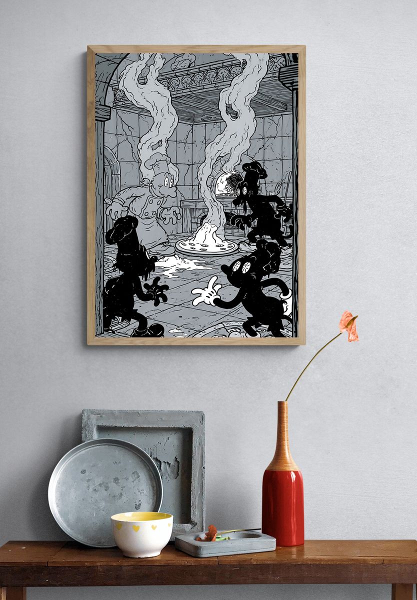 Mickey Mouse Kitchen Chaos Poster. — room view 3