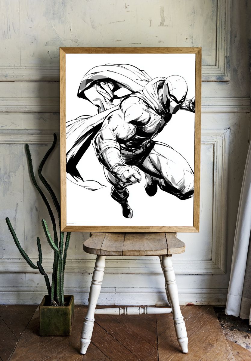 Masked Superhero Ink Poster. — room view 1