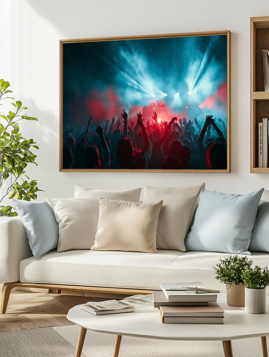 Concert Crowd Lights Photography Poster. — room view 2