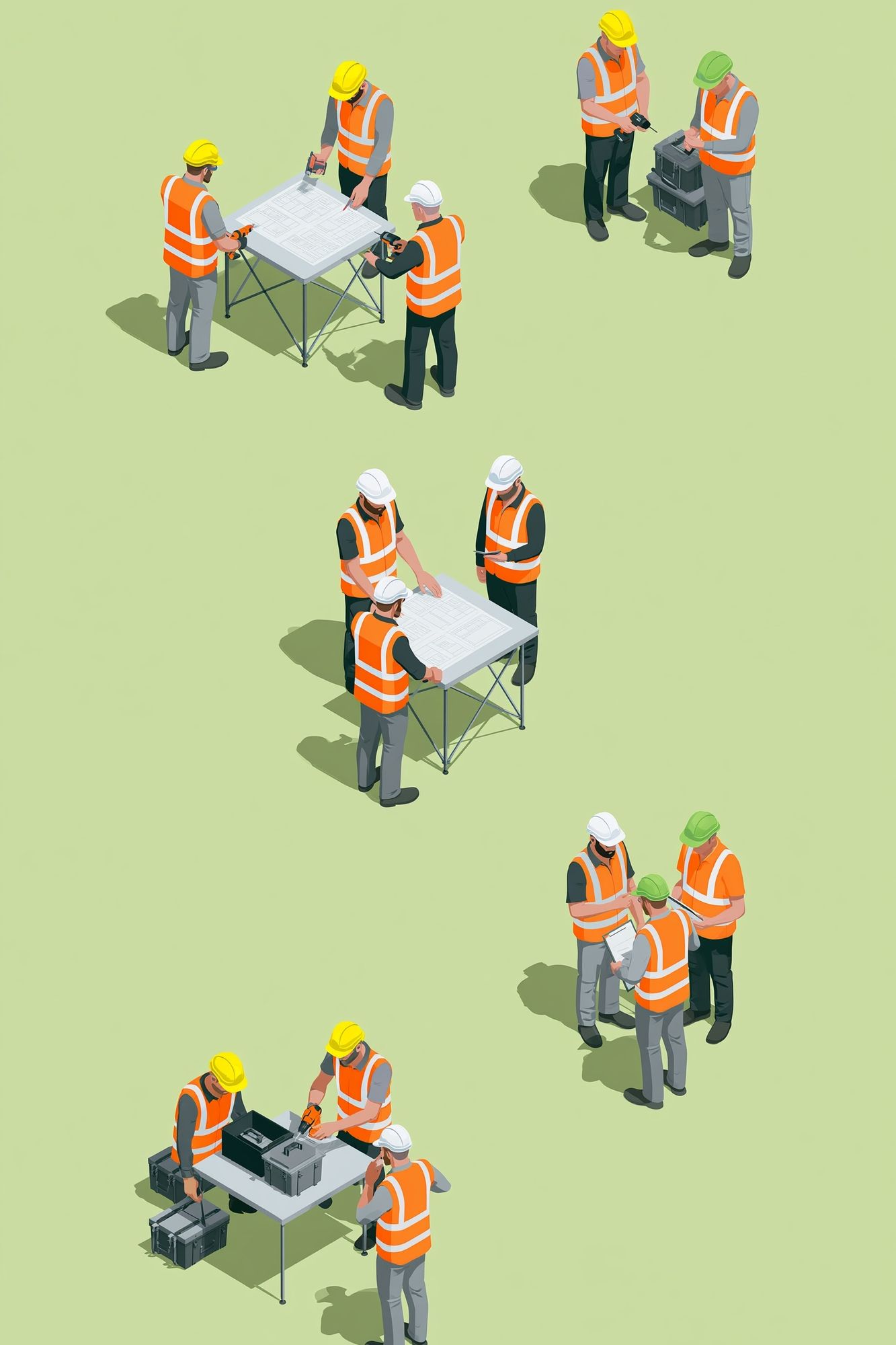 Construction Team Planning Illustration Poster. poster — illustration art