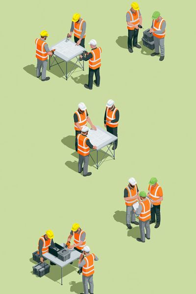 Construction Team Planning Illustration Poster.