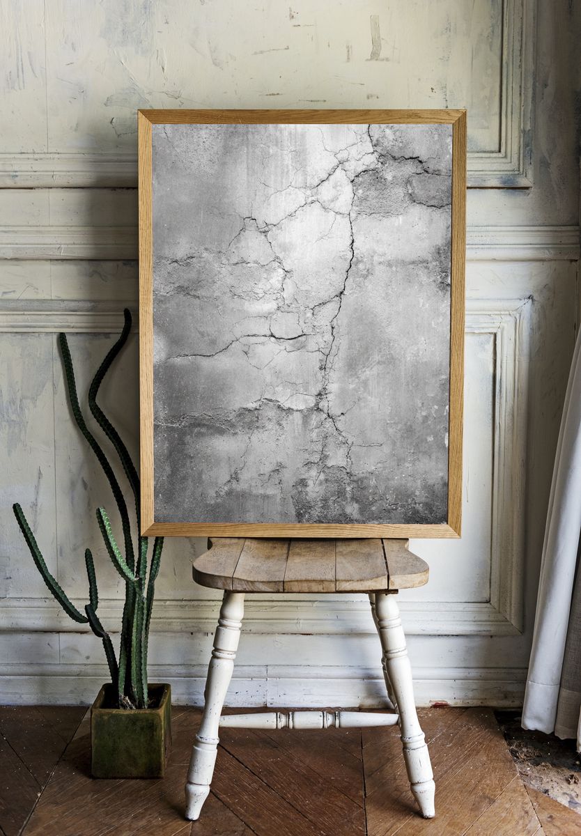 Cracked Concrete Texture Print. — room view 1
