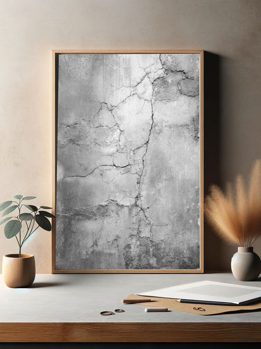 Cracked Concrete Texture Print. — room view 2