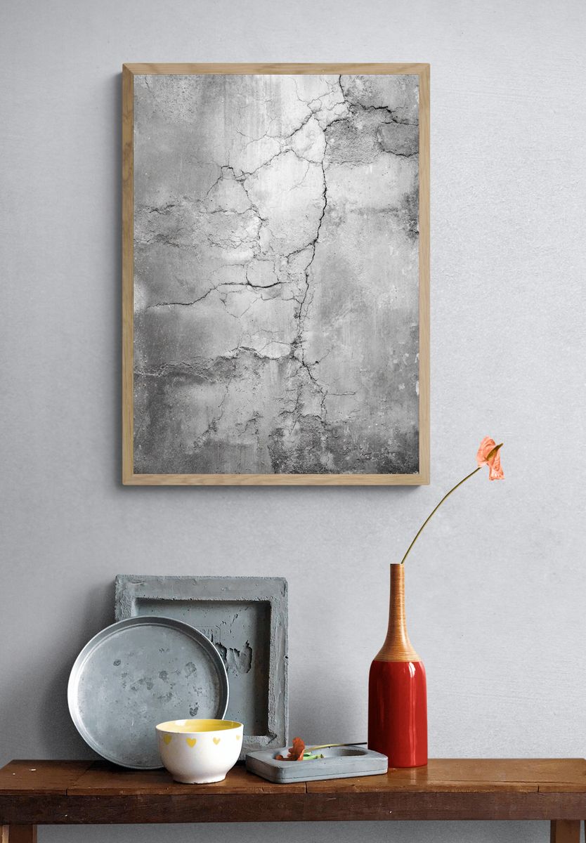 Cracked Concrete Texture Print. — room view 3