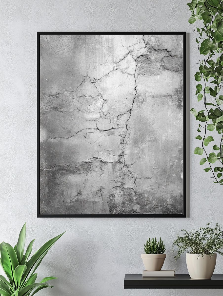 Cracked Concrete Texture Print. — room view 4