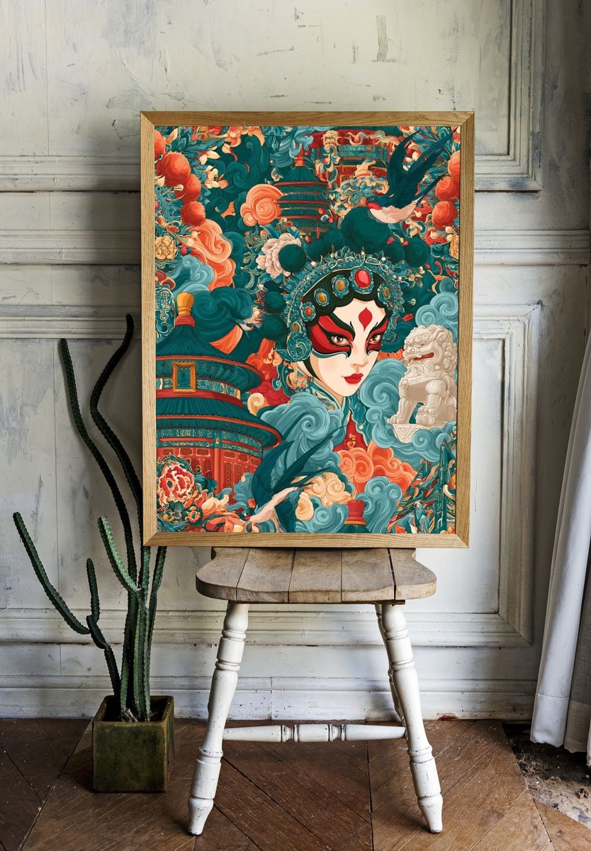 Chinese Opera Portrait Print. room preview