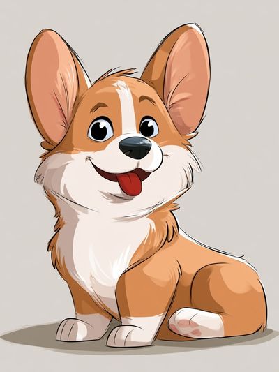 Happy Corgi Cartoon Poster.