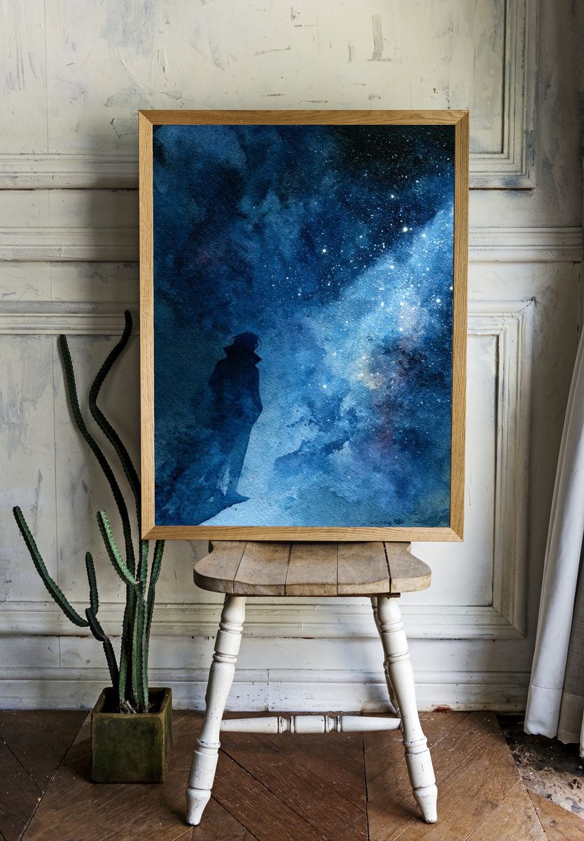 Cosmic Silhouette Illustration Poster. — room view 1