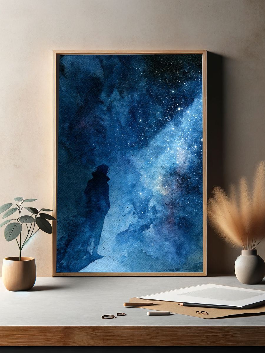 Cosmic Silhouette Illustration Poster. — room view 2