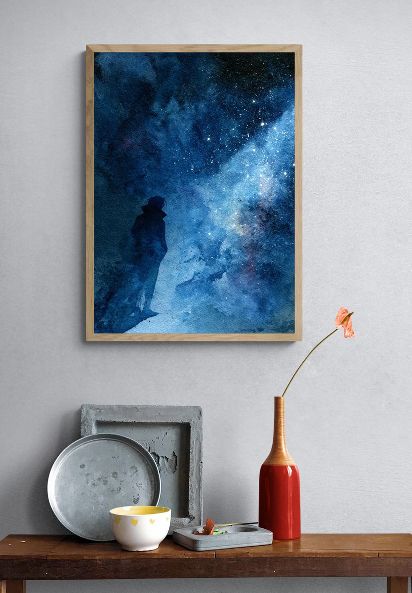 Cosmic Silhouette Illustration Poster. — room view 3