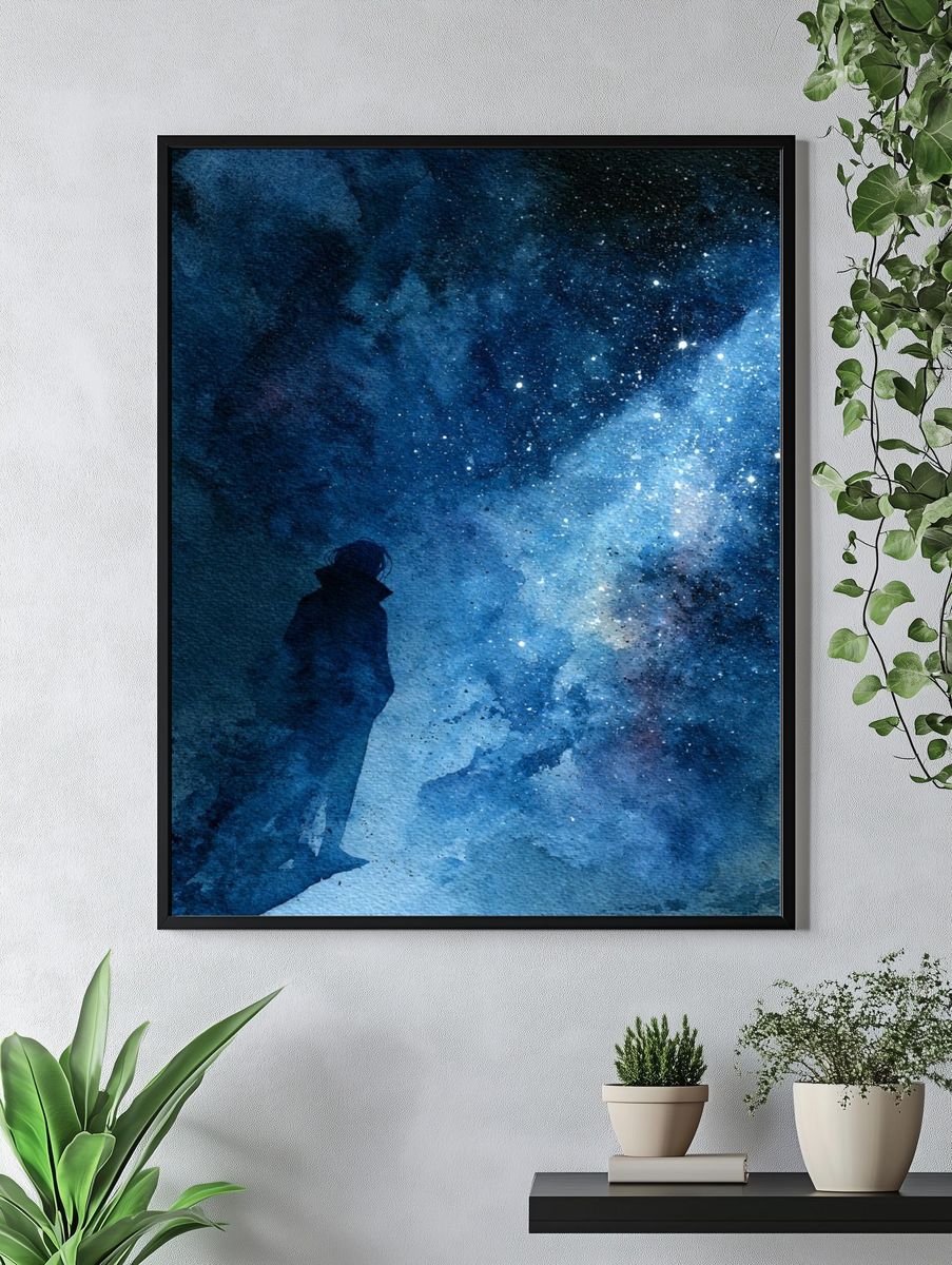 Cosmic Silhouette Illustration Poster. — room view 4