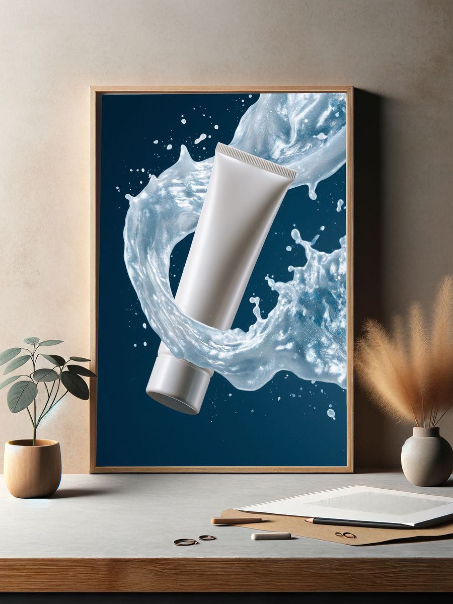 Cosmetic Tube Splash Illustration Poster. — room view 2