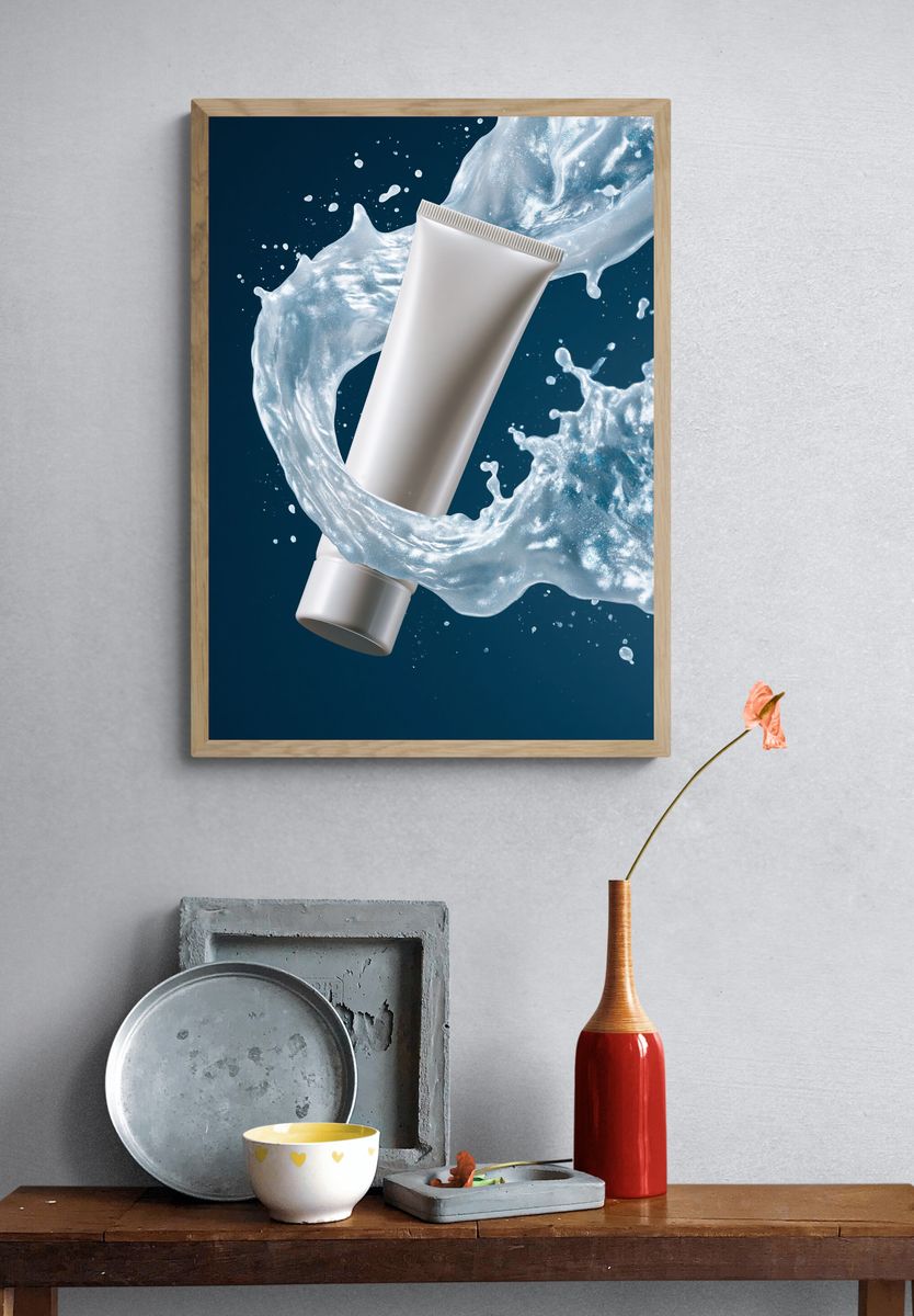 Cosmetic Tube Splash Illustration Poster. — room view 3