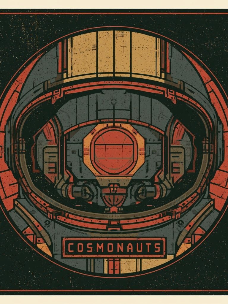 Cosmonaut Helmet Retro Poster. poster — illustration art